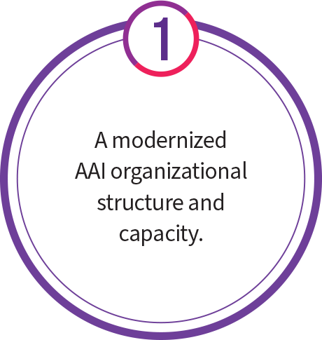 A modernized AAI organizational structure and capacity.